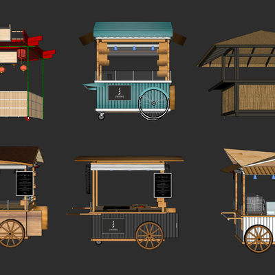  现代快餐车su模型 