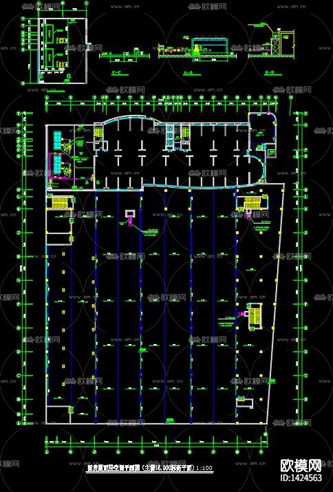 商场空调通风防排烟cad施工图下载（渲染图3）