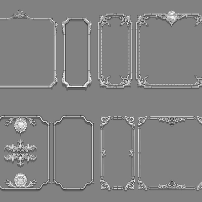  欧式雕花石膏线条su模型 