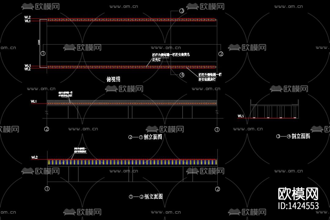 全套LED夜景电气设计图下载（渲染图6）