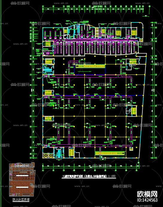商场空调通风防排烟cad施工图下载（渲染图4）