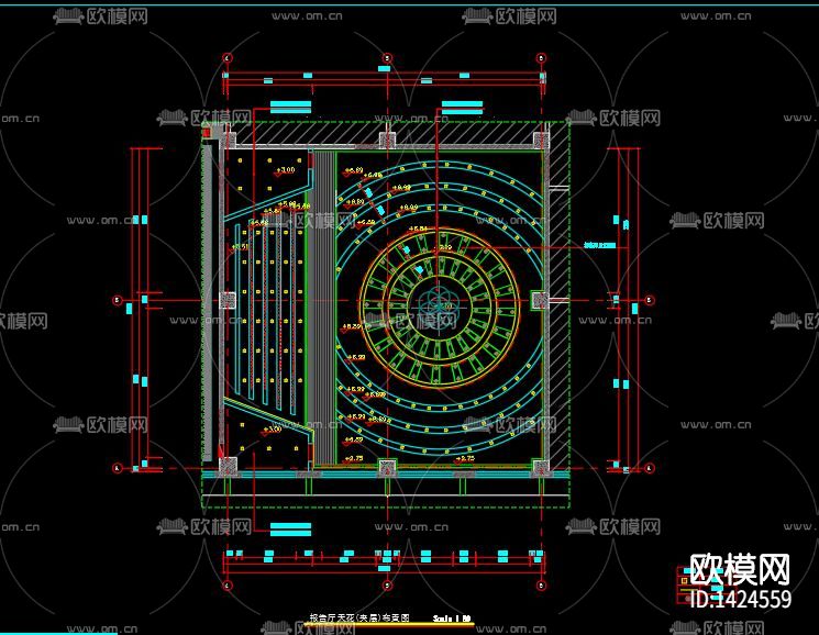 多功能报告厅cad施工图下载（渲染图3）