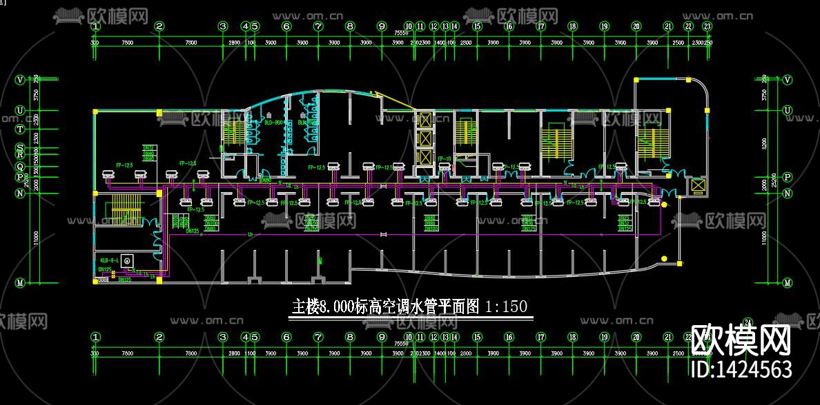 商场空调通风防排烟cad施工图下载（渲染图2）
