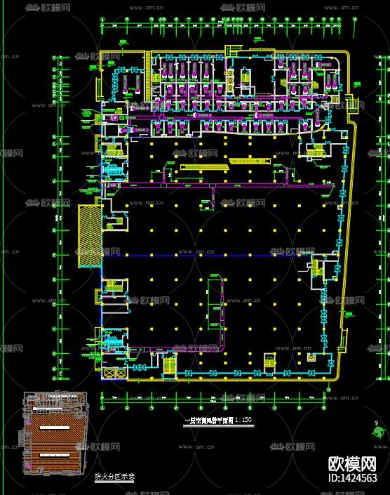 商场空调通风防排烟cad施工图下载（渲染图8）
