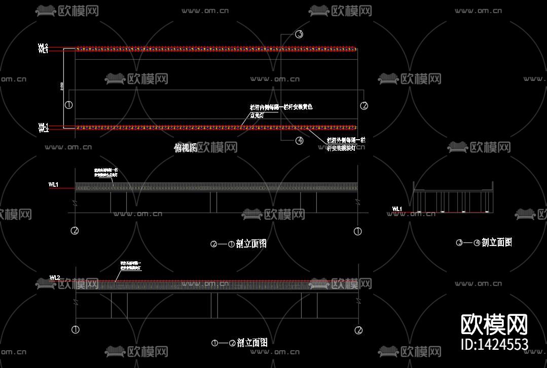 全套LED夜景电气设计图下载（渲染图5）