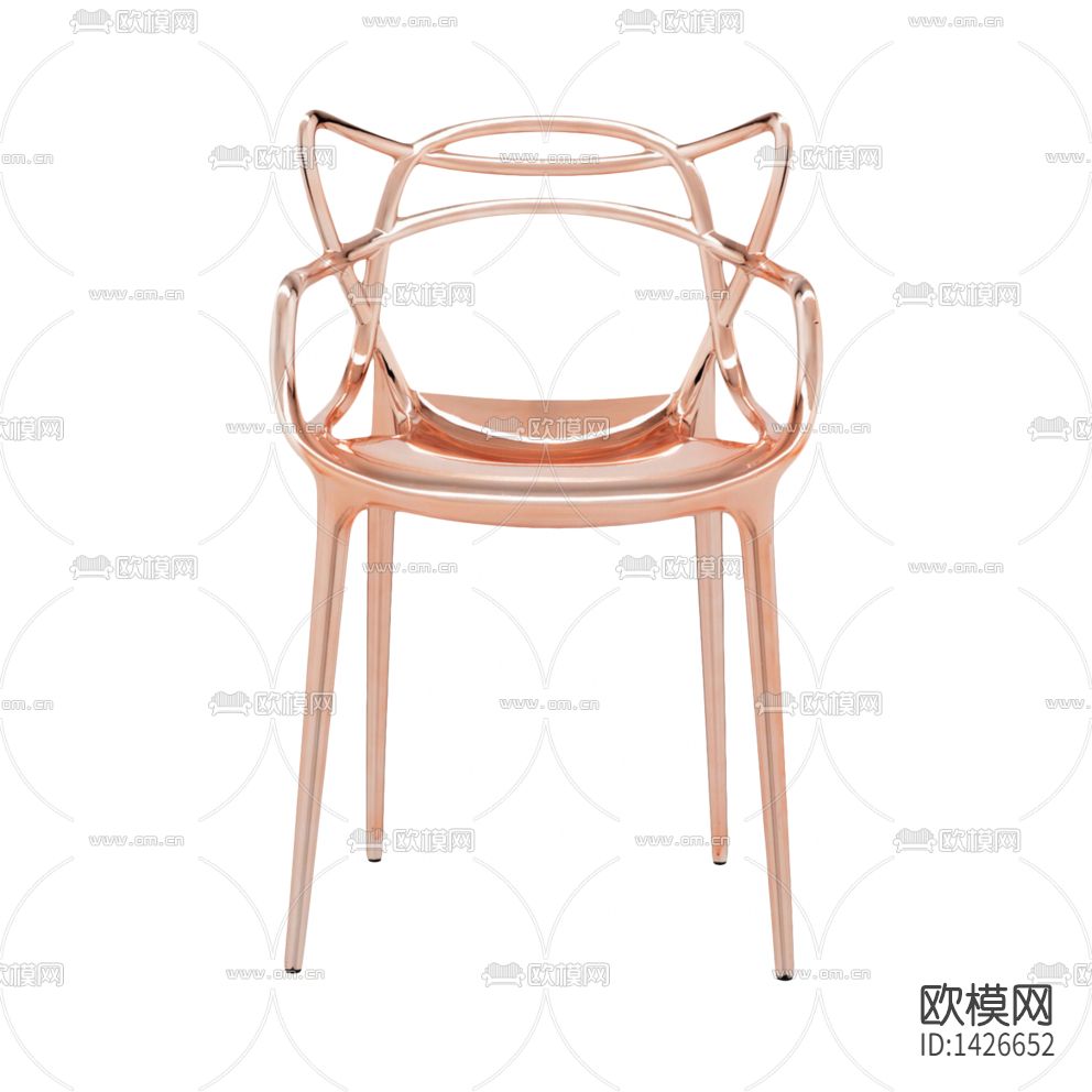 现代轻奢创意玫瑰金金属休闲椅下载