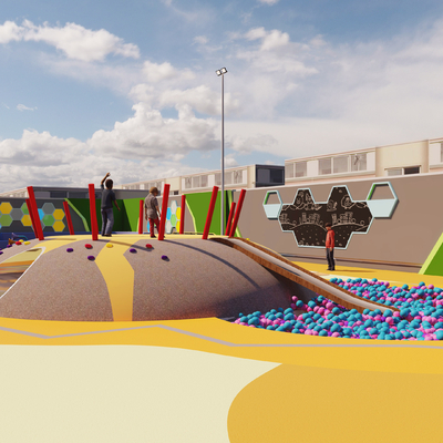  现代儿童乐园su模型 