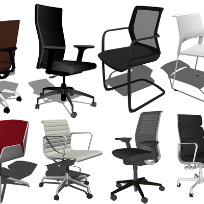  现代布艺办公椅su模型 