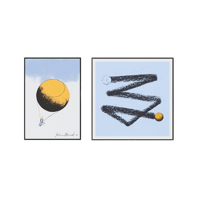  现代简约创意简笔双联装饰画 