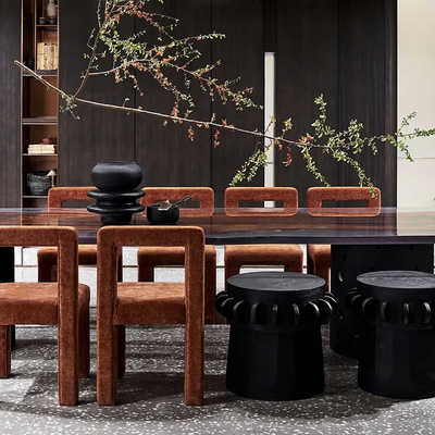 布鲁盟设计 现代侘寂餐桌椅