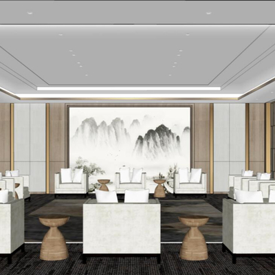  现代接待室贵宾室su模型 