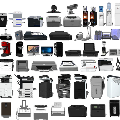  现代办公用品su模型 