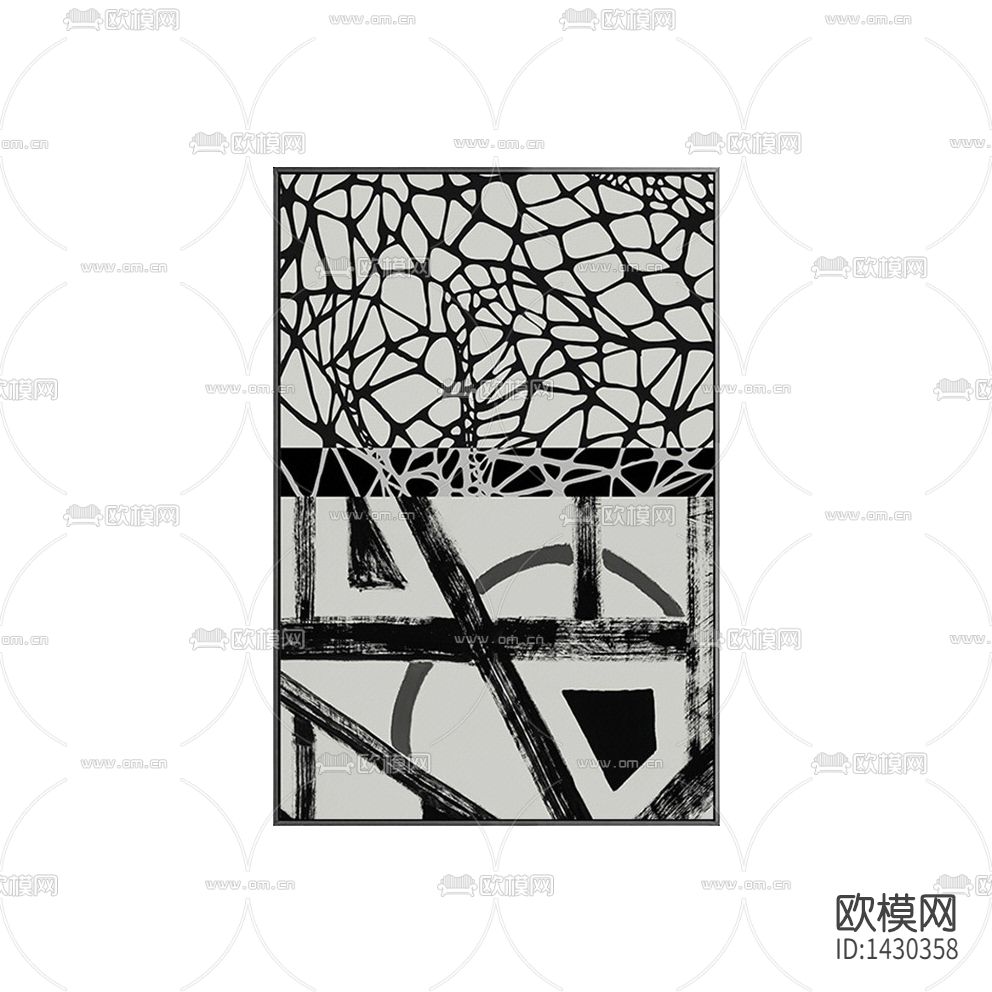 现代简约创意黑白线条抽象装饰画下载