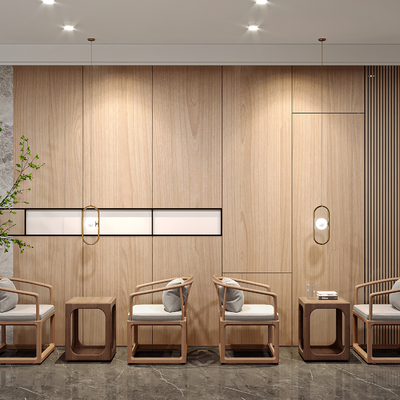 新中式3d休息区模型-办公空间3d模型-3dmax模型免费下载-欧模网