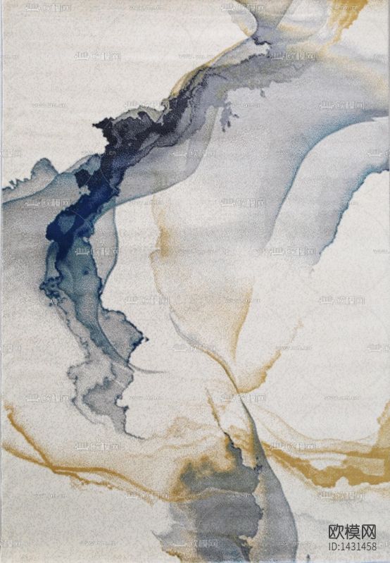 新中式禅意彩色水墨布艺地毯下载