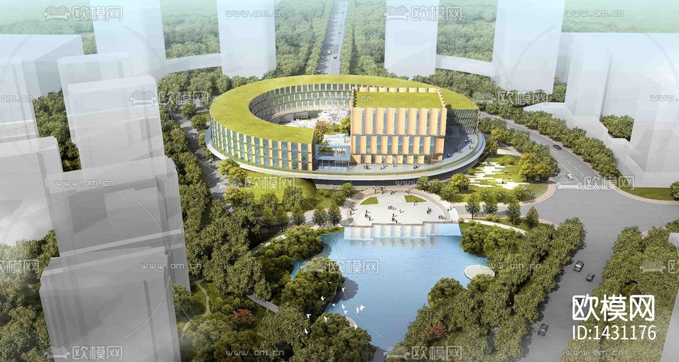 社區(qū)中心效果圖+建筑圖下載(渲染圖3)