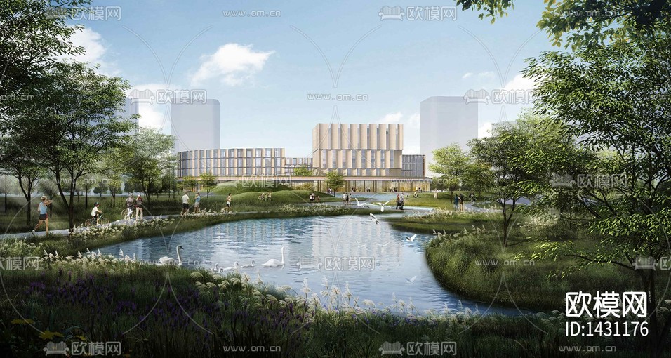 社區(qū)中心效果圖+建筑圖下載(渲染圖4)