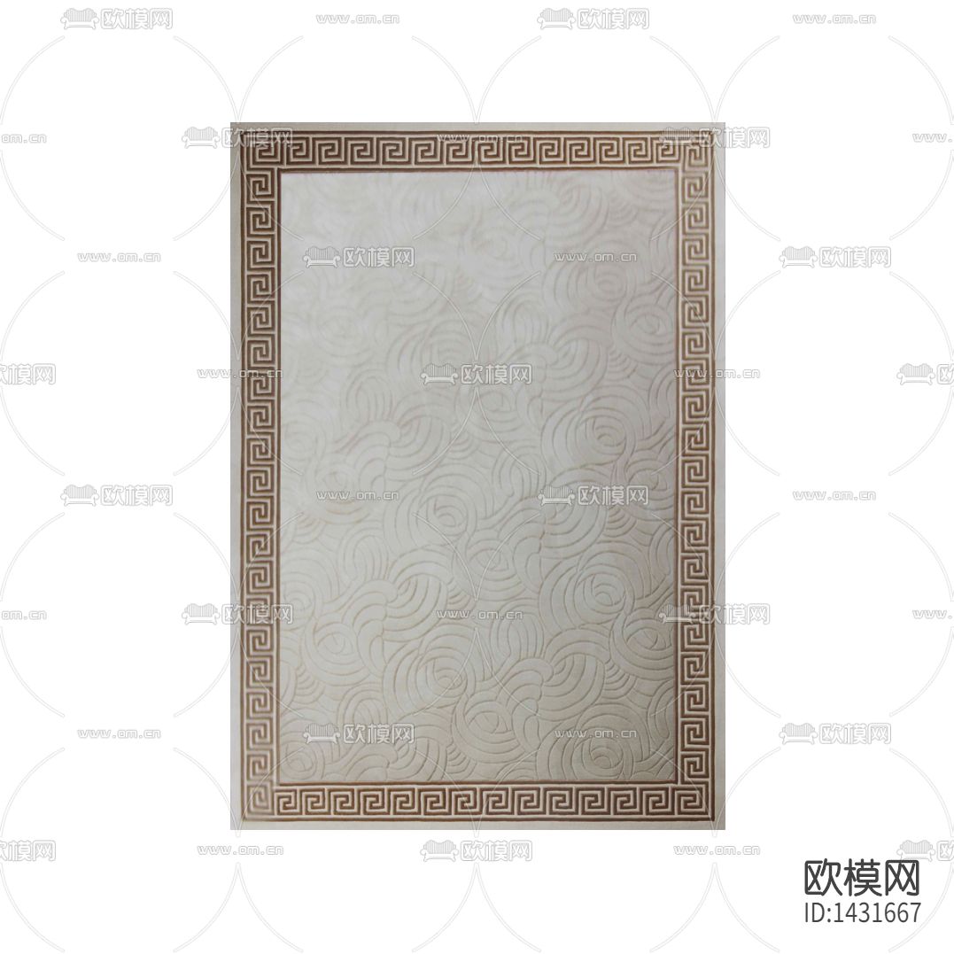 新中式禅意回纹边云纹印花羊毛地毯下载