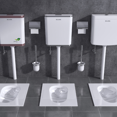  现代蹲便器冲水箱蹲厕su模型 