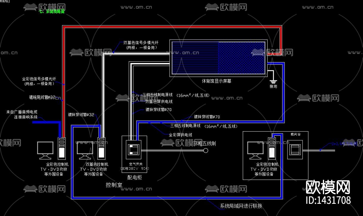体育馆电子大屏幕结构cad图下载（渲染图2）