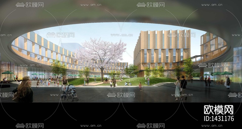 社區(qū)中心效果圖+建筑圖下載(渲染圖2)