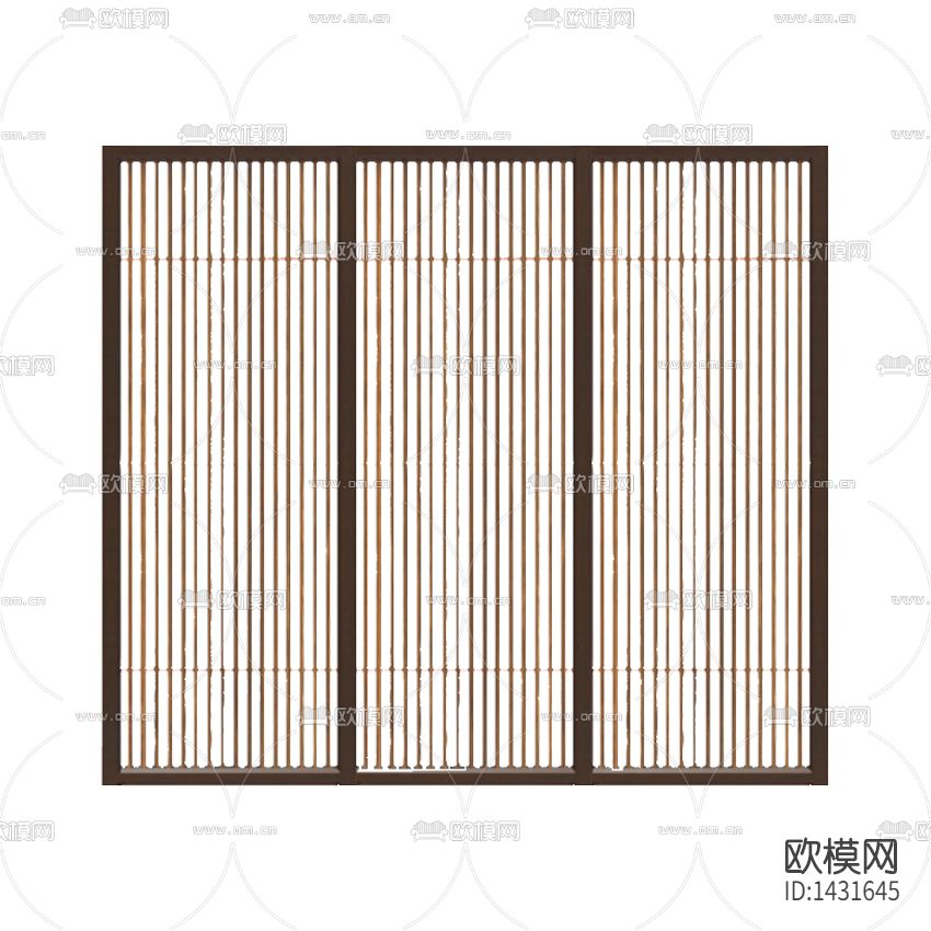 新中式禅意实木格栅屏风下载
