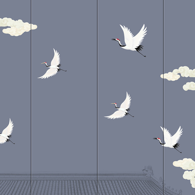  中式祥云仙鹤壁纸 