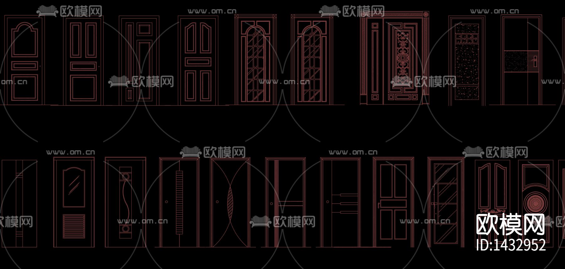 屏风雕花素材cad图库下载（渲染图3）