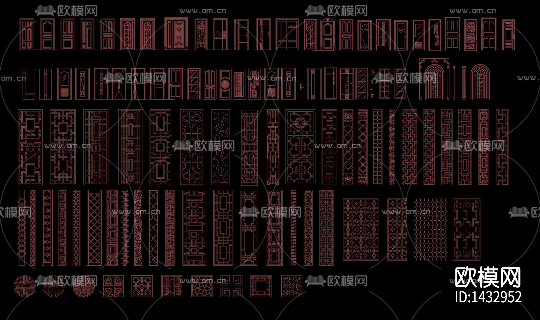 屏风雕花素材cad图库下载（渲染图1）