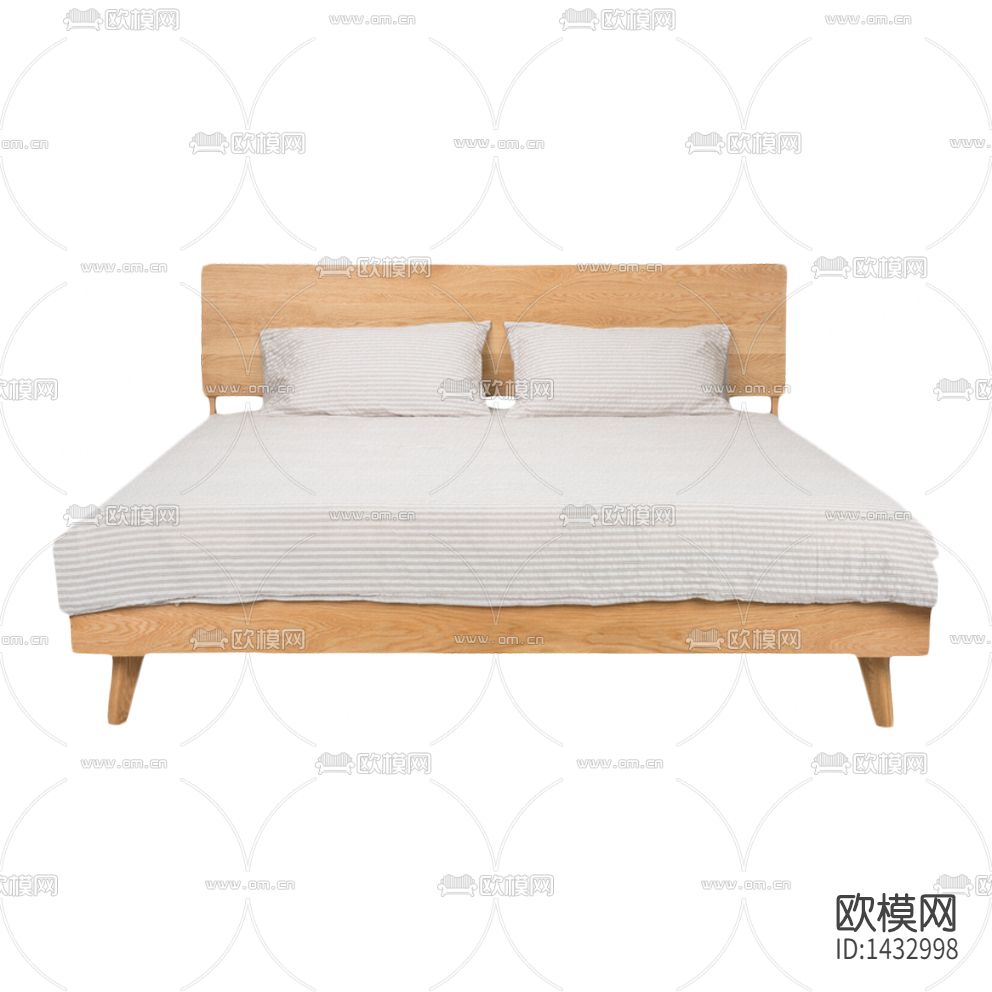 新中式简约创意实木布艺双人床下载