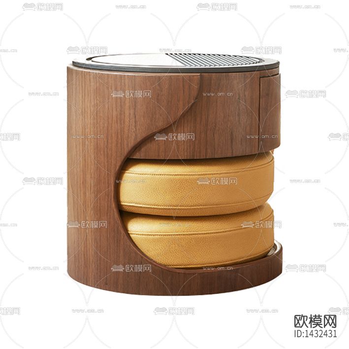 新中式禅意实木圆形边几