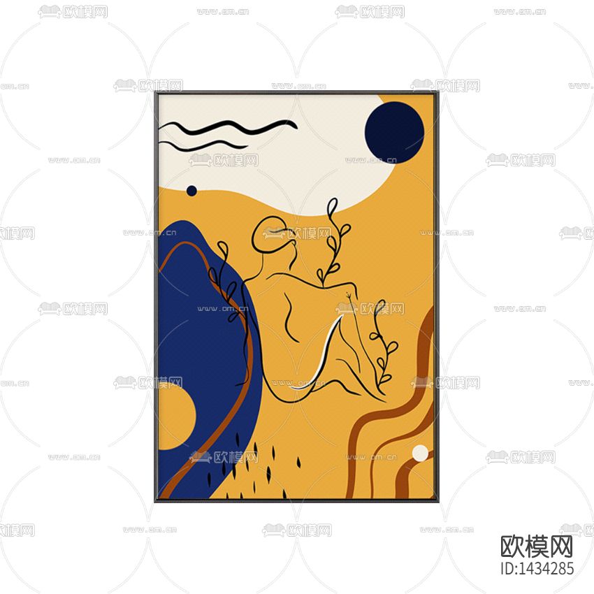 现代简约创意线条人物抽象画