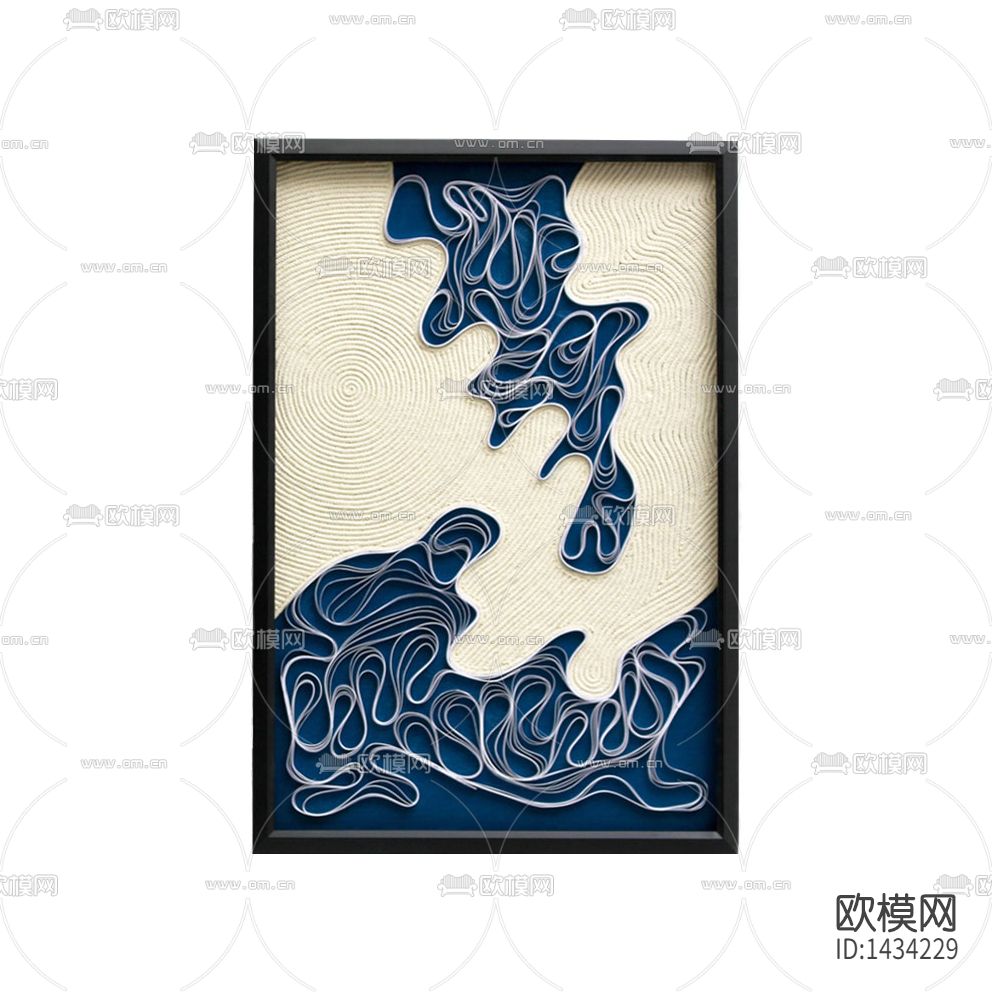 新中式创意线条山水装饰画下载