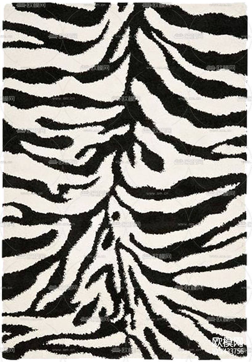 现代简约创意黑白虎纹布艺地毯