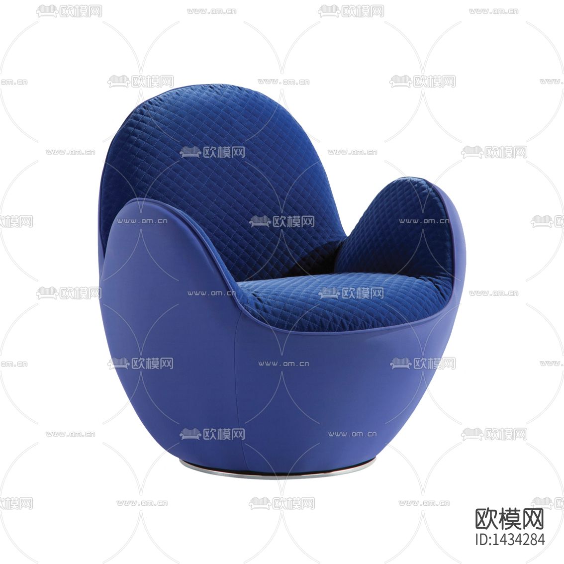现代简约创意蓝色皮革布艺单人沙发下载