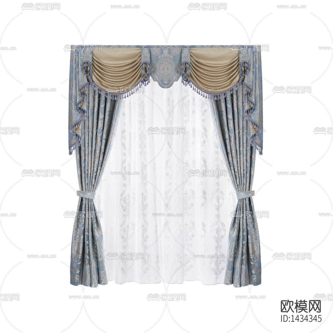 欧式古典纹理印花布艺遮光窗帘下载