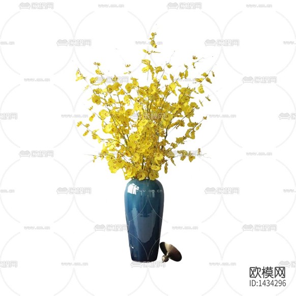 新中式禪意藍(lán)色陶瓷花瓶擺放花藝下載