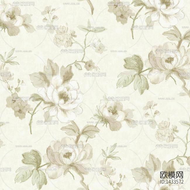 美式乡村花卉印花墙纸