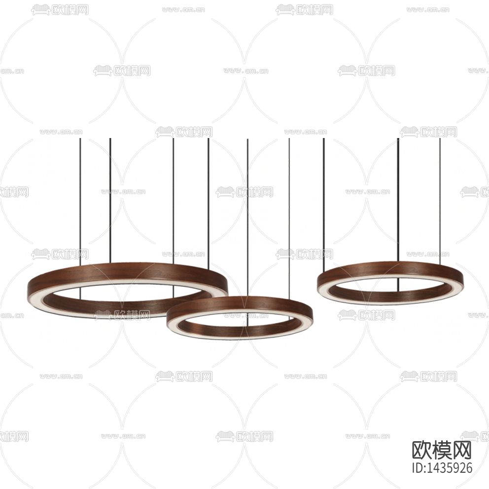 现代简约创意实木环状吊灯下载