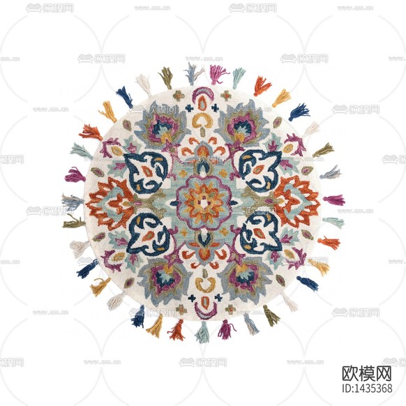 美式鄉(xiāng)村手工羊毛流蘇圓形地毯下載