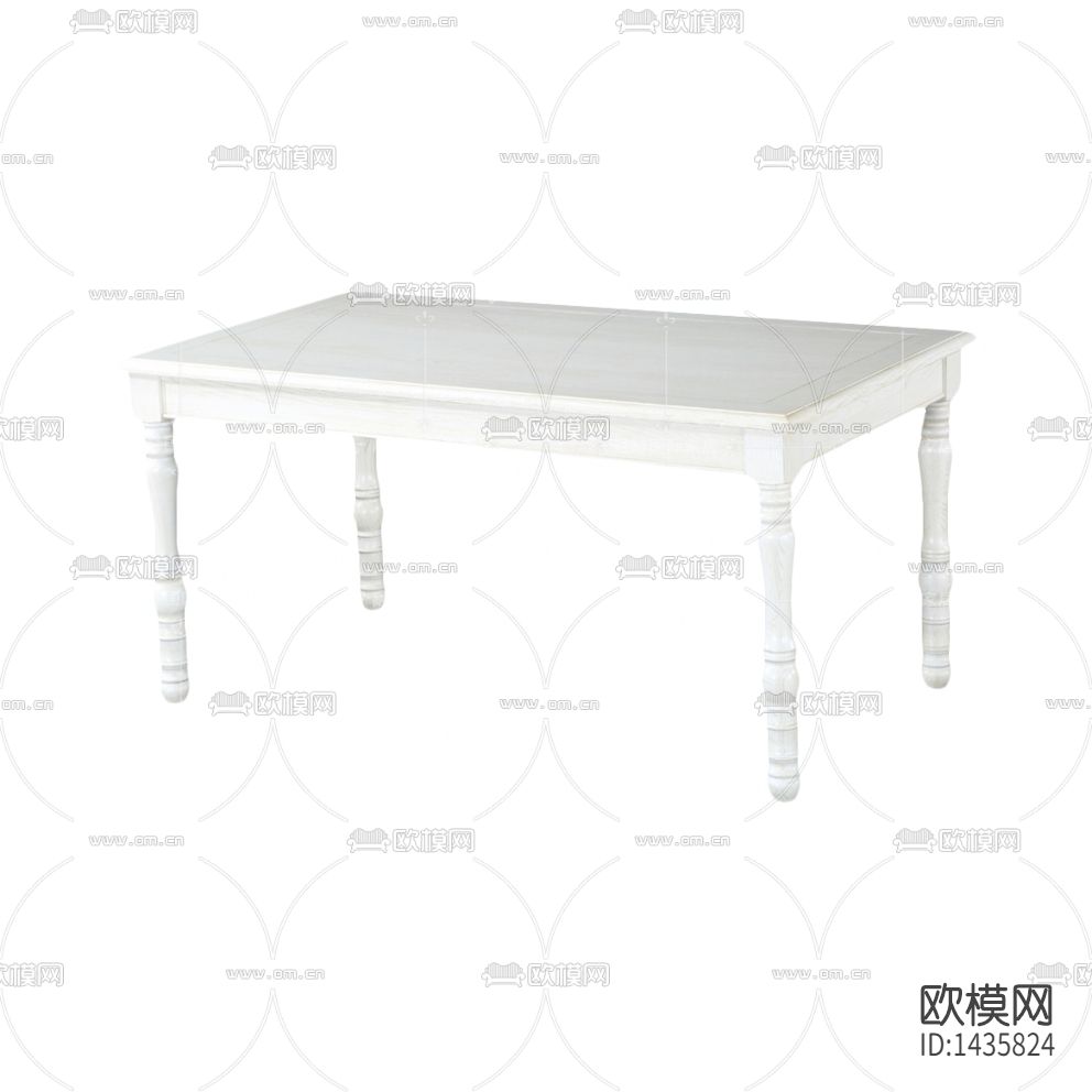 简欧创意白色实木雕花方形餐桌下载