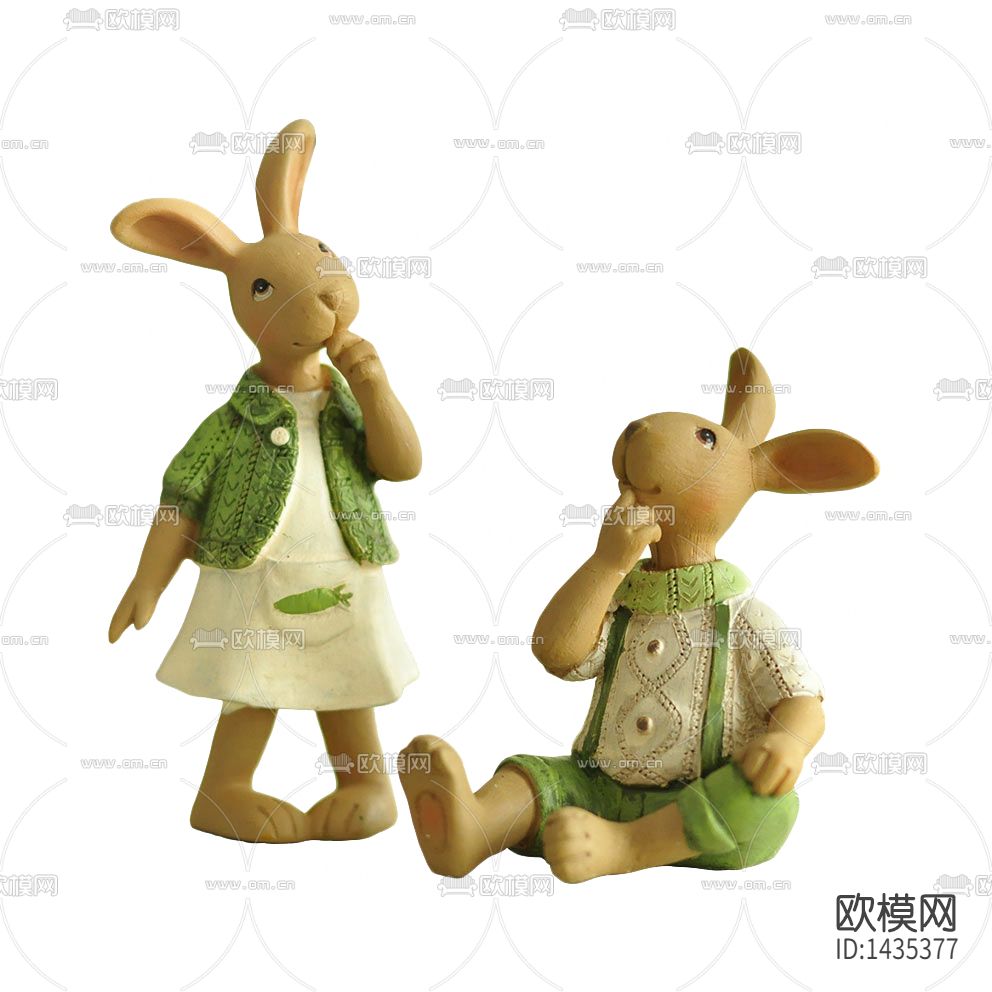 美式田园陶瓷拟人兔子摆件下载