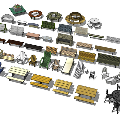  现代户外公共座椅su模型 