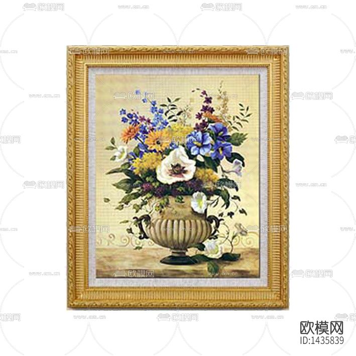 美式古典实木画框花艺油画下载