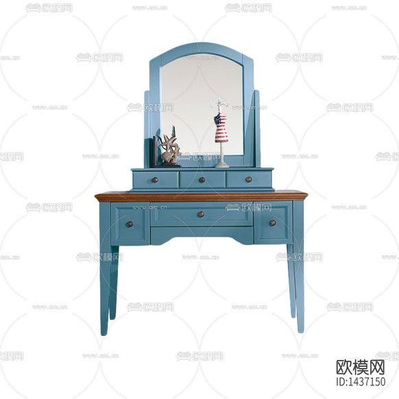 美式簡(jiǎn)約創(chuàng)意藍(lán)色實(shí)木梳妝臺(tái)下載