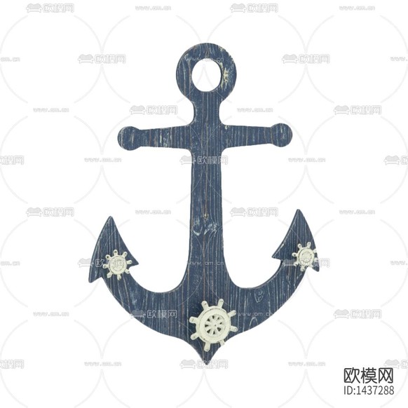 地中海創(chuàng)意實木船錨壁飾下載
