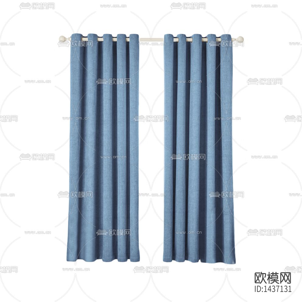 北欧简约创意蓝色布艺遮光窗帘下载