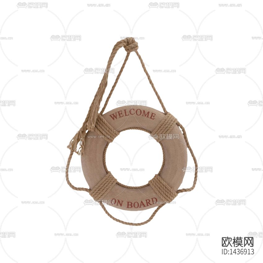 地中海创意实木泳圈麻绳壁饰下载