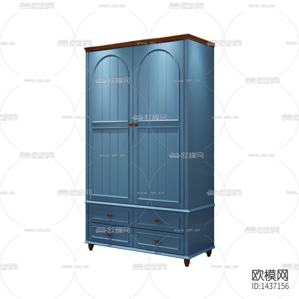 地中海创意蓝色实木儿童衣柜下载