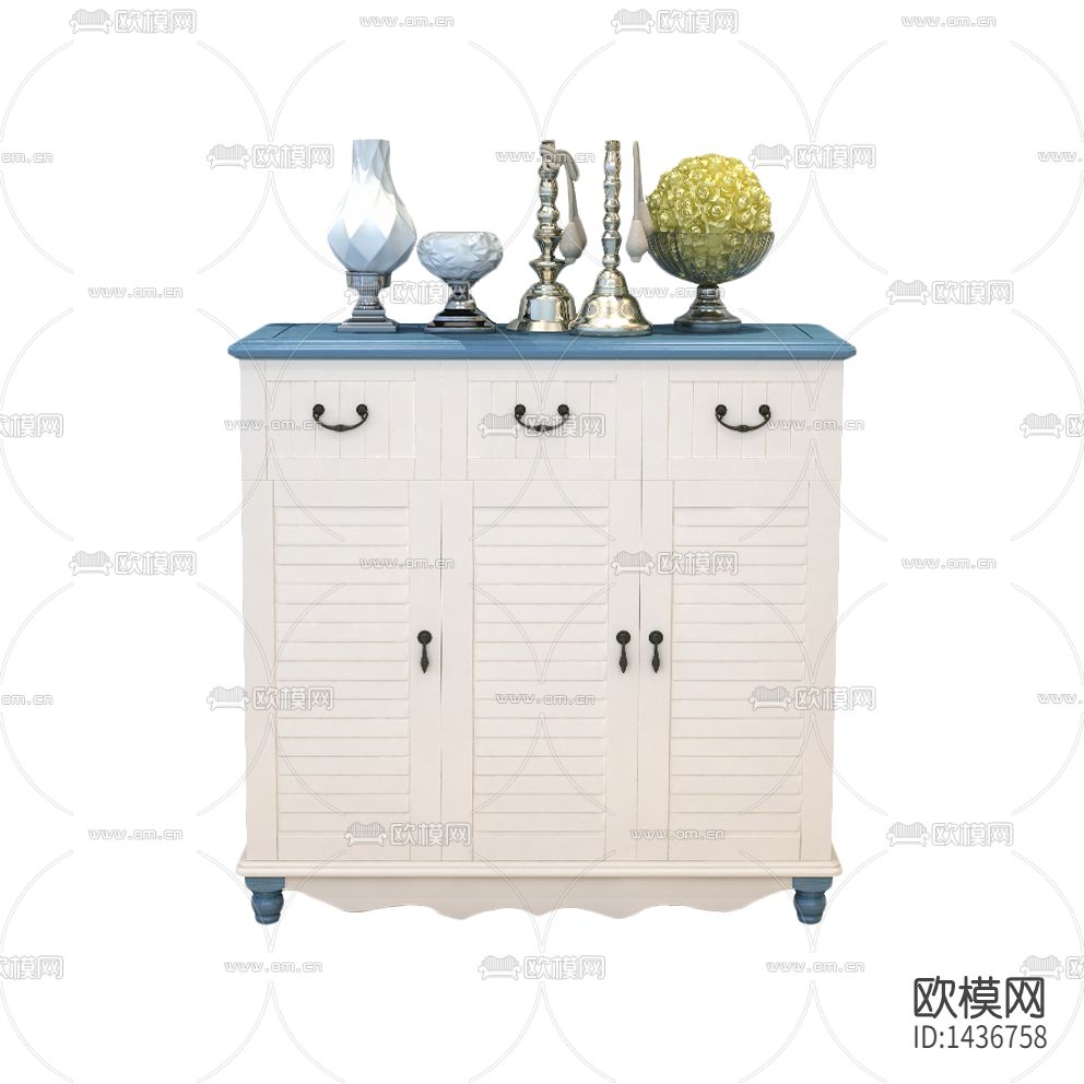 地中海简约蓝色鞋柜